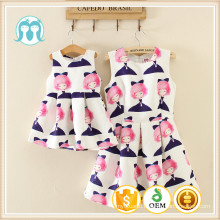 Cute Patterns Wholesale comfortable mom & kids carton bulk full printing cotton fashion design flower girl dress